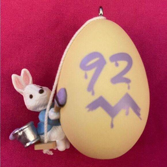 Easter Hallmark Keepsake Ornament 1992 Eggspert Painter Bunny Painting Egg - Picture 3 of 7